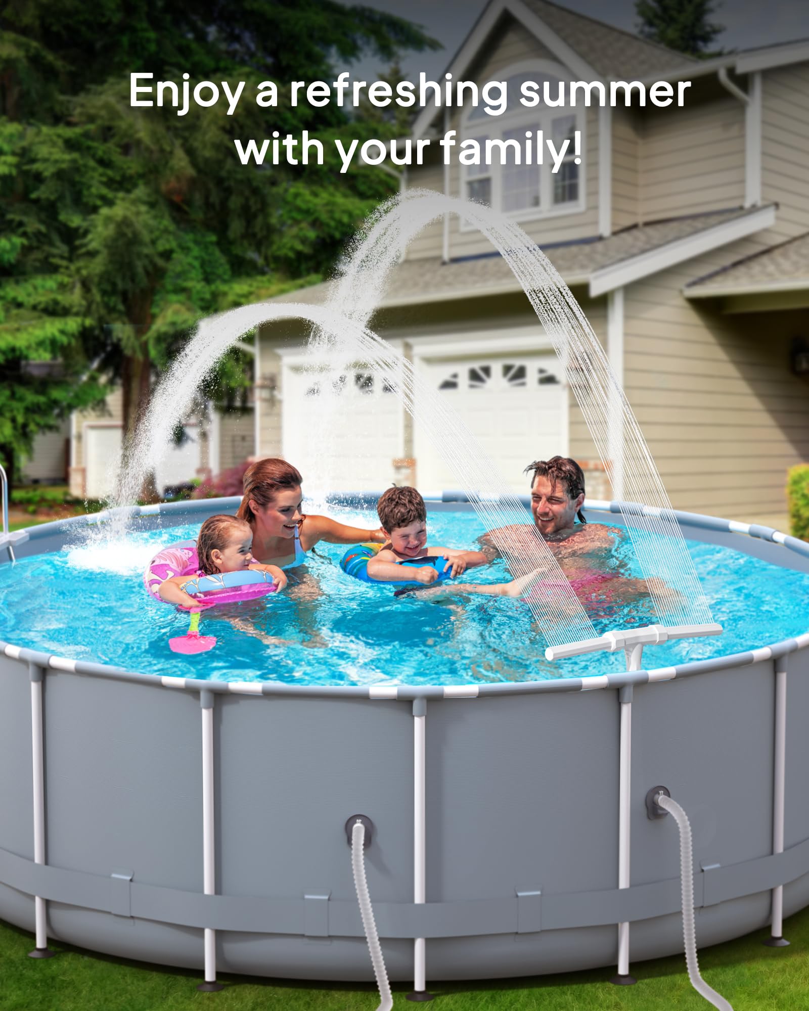 POOLHOUR corrosion-resistant pool fountain material designed for outdoor durability.