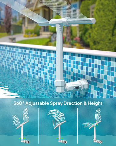 POOLHOUR horizontal-vertical adjustability supports cross-spray configurations for any layout.