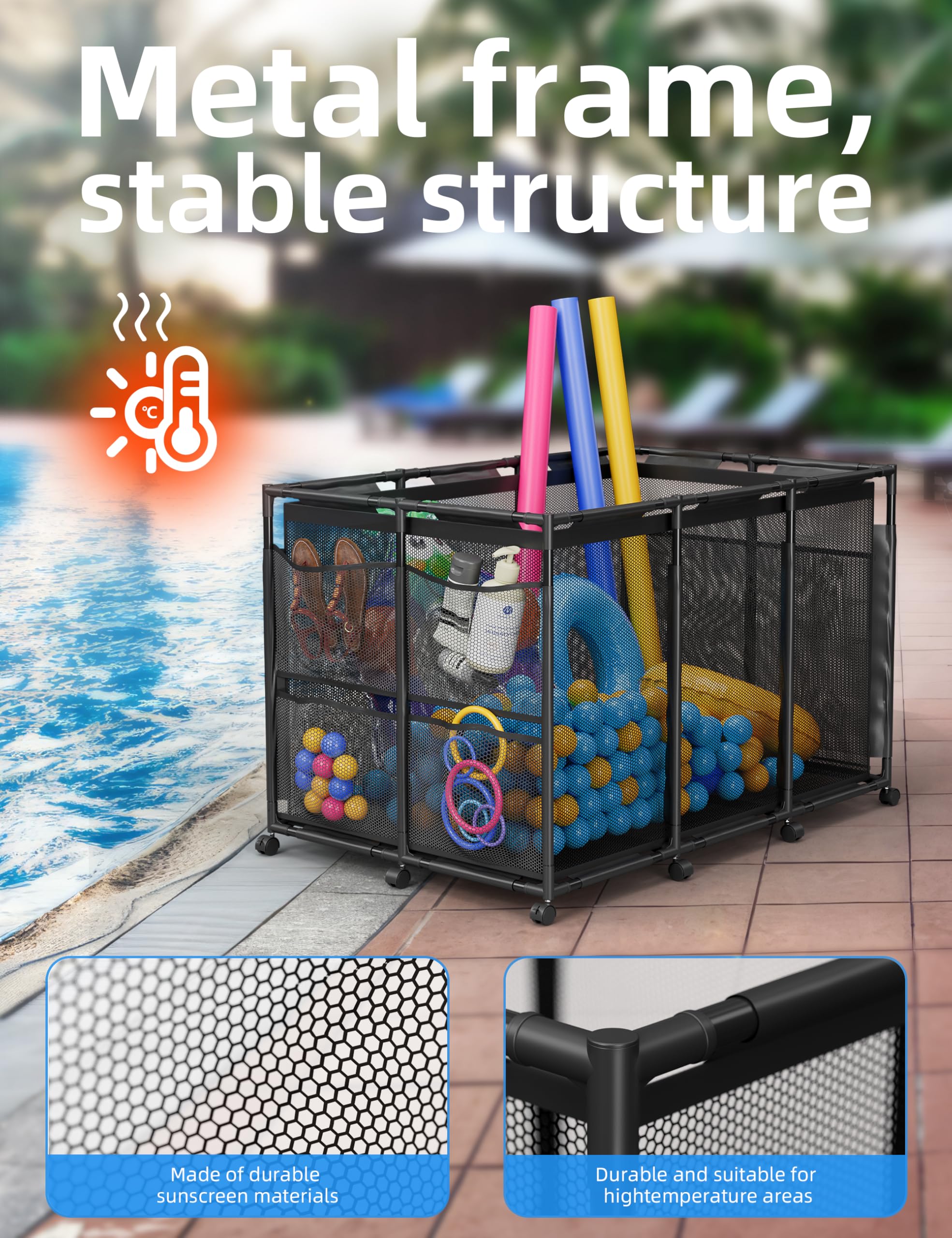 POOLHOUR Pool Float Storage 48-82in dimensions highlight ample space for large pool toys.