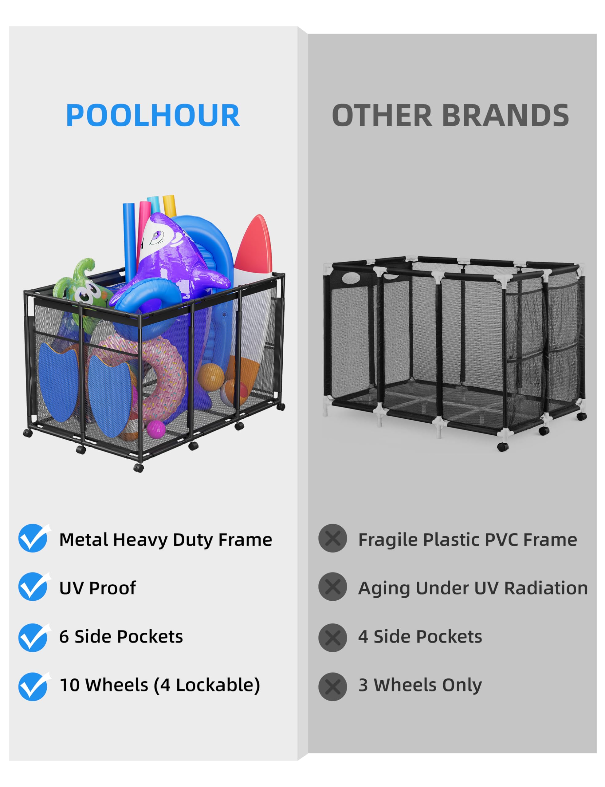 POOLHOUR Pool Float Storage mesh fabric promotes fast drying and reduced odors.