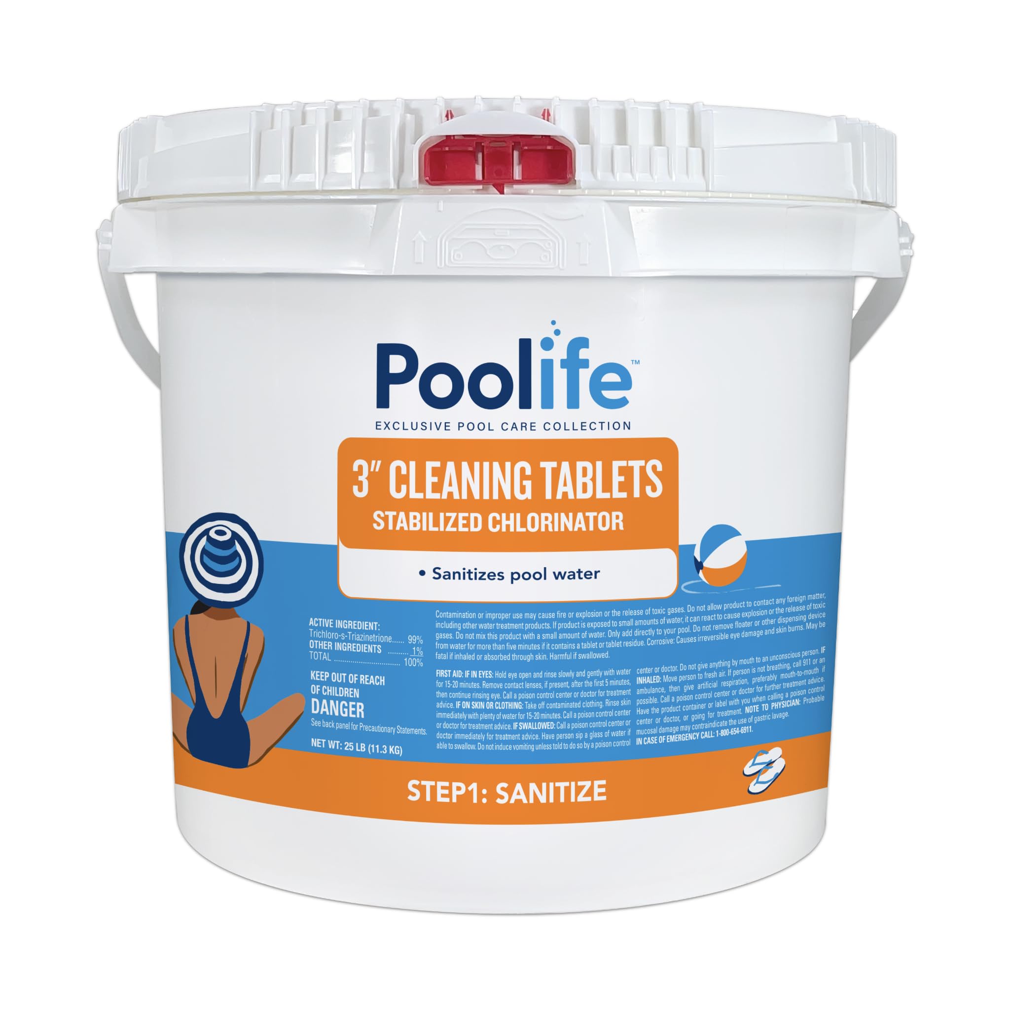 Poolife 3-inch tablets in bottle deliver lasting pool sanitization.