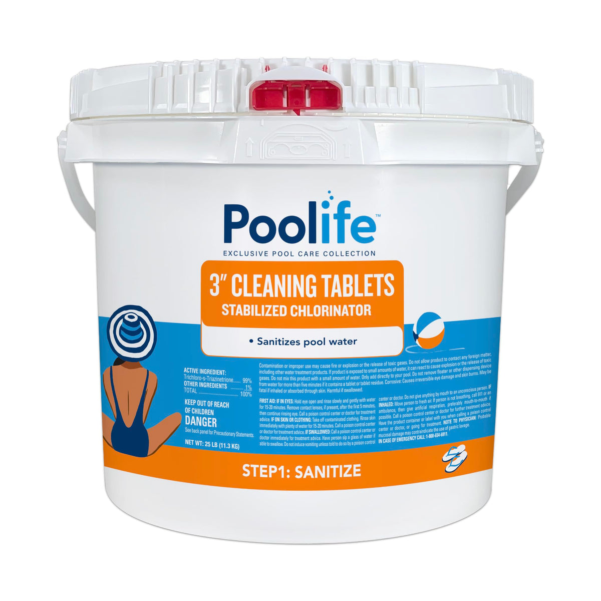 Poolife 3-inch tablets in bottle deliver lasting pool sanitization.