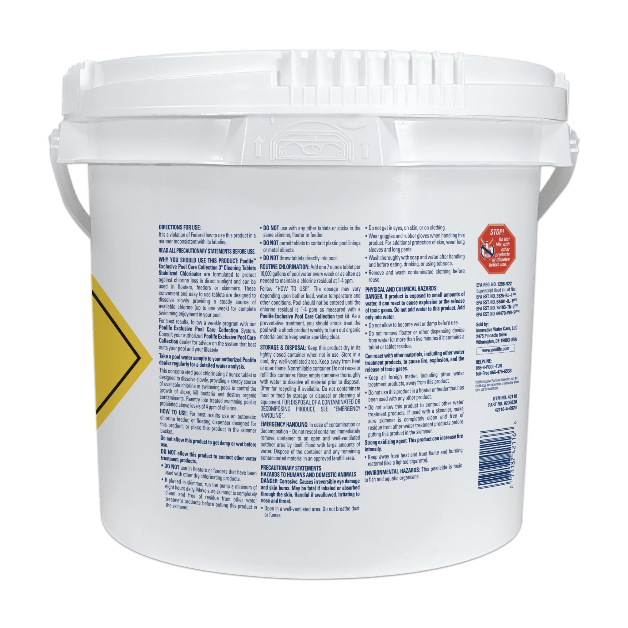 Close-up of Poolife 3-inch tablets for effective disinfection.