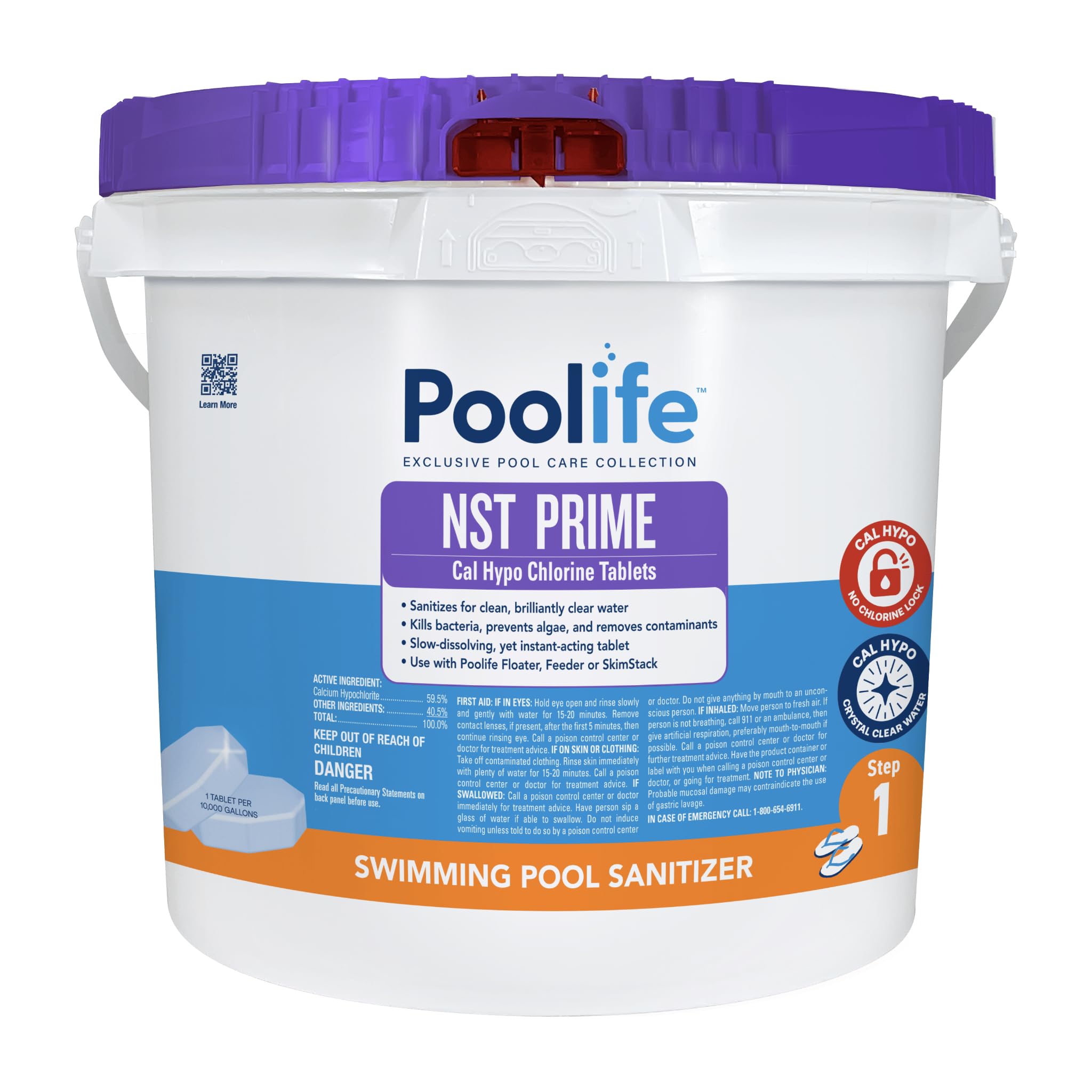 POOLIFE NST Prime Tablets 9 lb bag with slow-dissolving Cal-Hypo for steady sanitization.