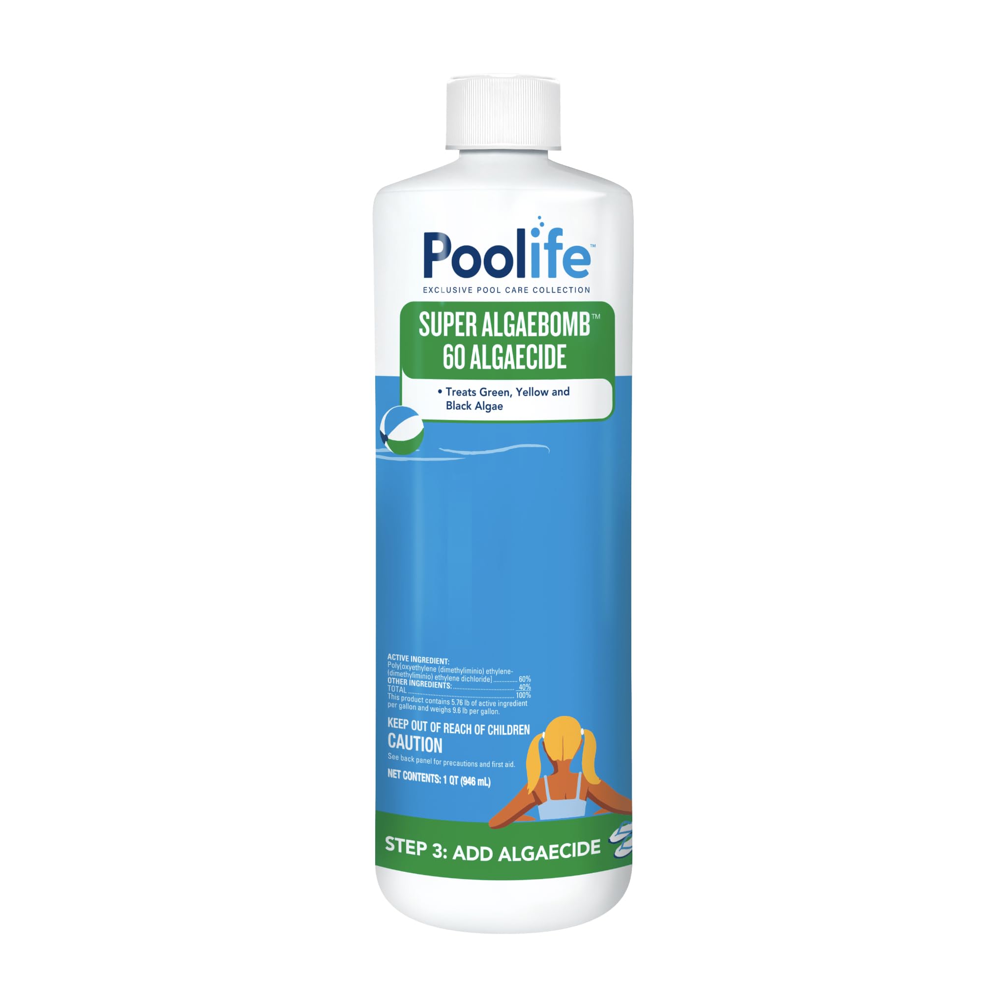 Poolife Super Algae Bomb bottle shown for quick algae control