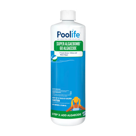 Poolife Super Algae Bomb bottle shown for quick algae control