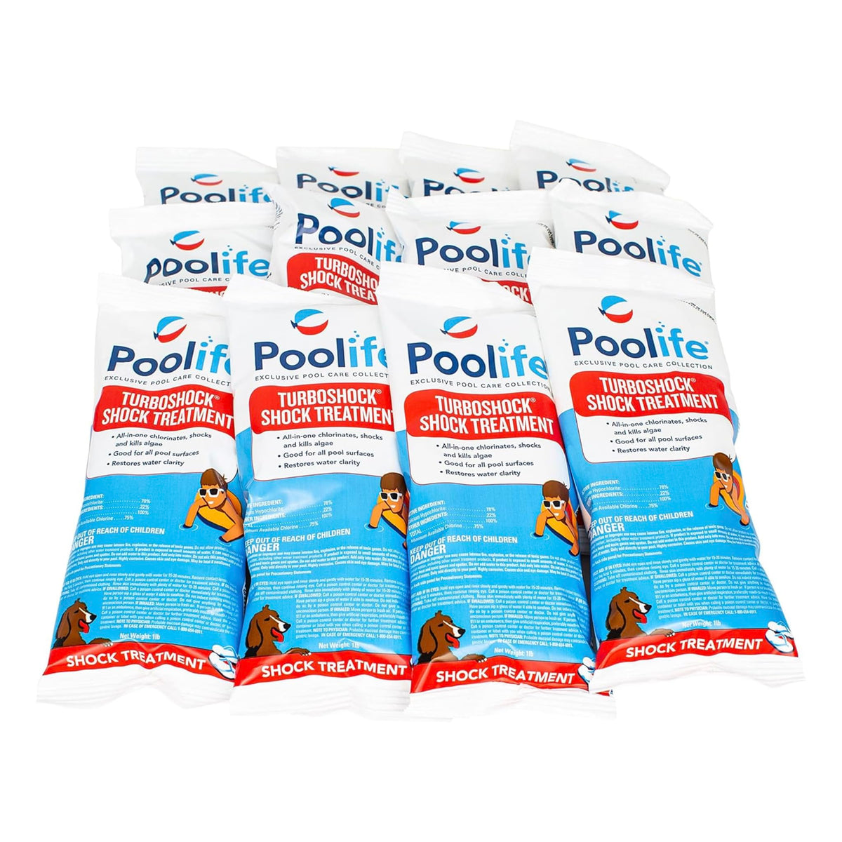 Poolife Turbo Shock targets algae for clearer pool water.