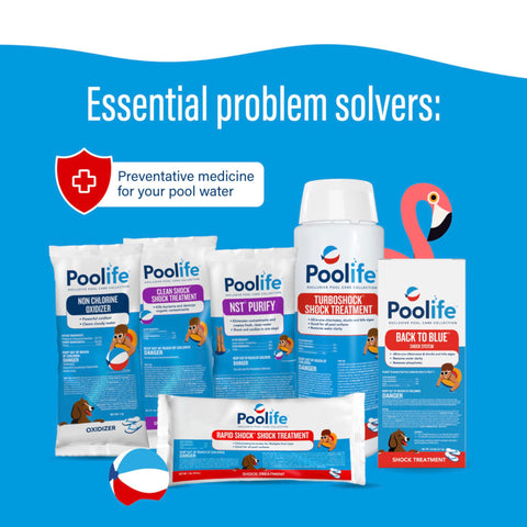 Poolife Turbo Shock avoids stabilizers, reducing chlorine lock risk.