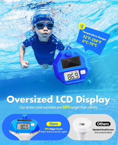 PoolLeader backlit display for easy night-time temperature reading.
