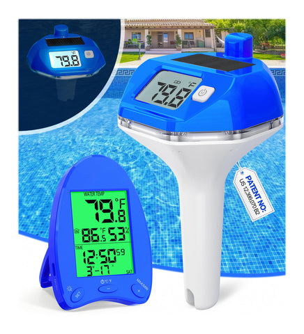 PoolLeader solar thermometer exterior with long-range transmission for easy pool monitoring.