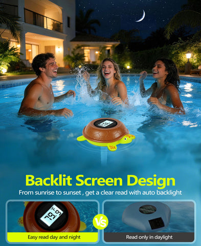 PoolLeader IP68 waterproof thermometer ready for submersion in pools.