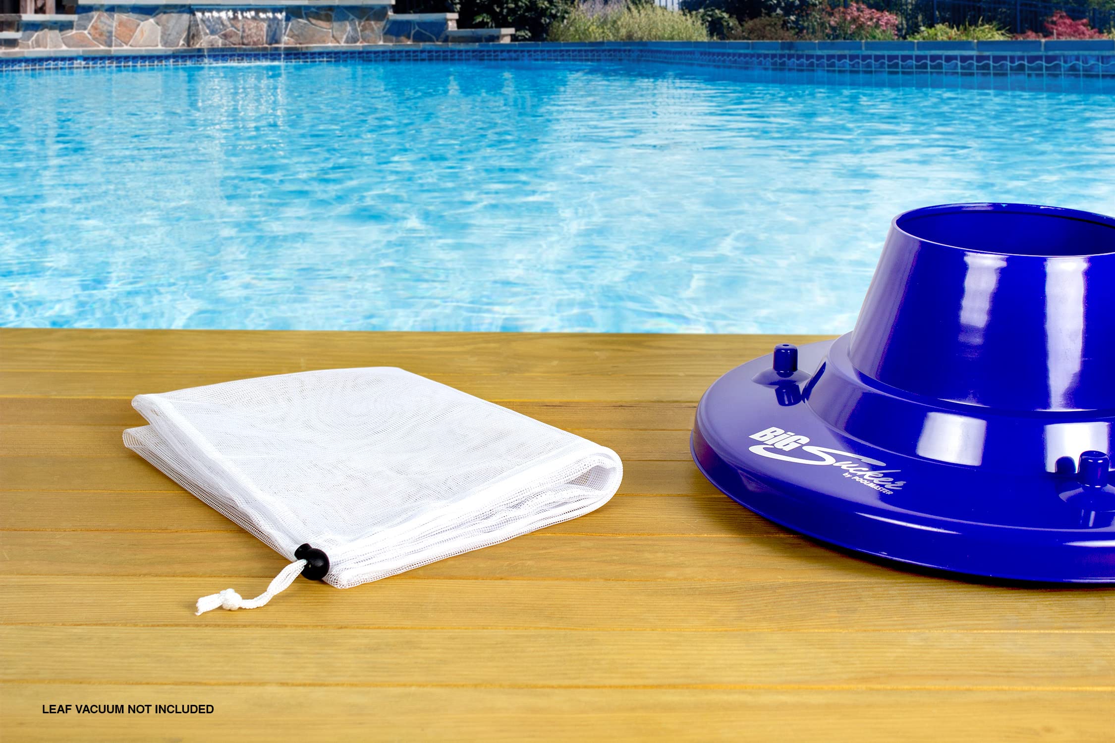 Bright white Poolmaster mesh bag shows visible debris for quick maintenance checks