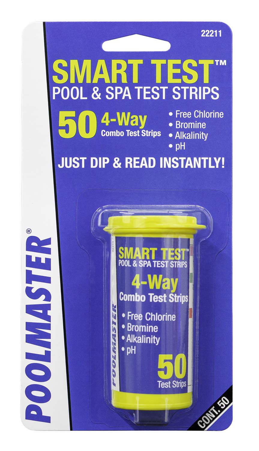 Poolmaster home pool and spa testing setup with strips ready.