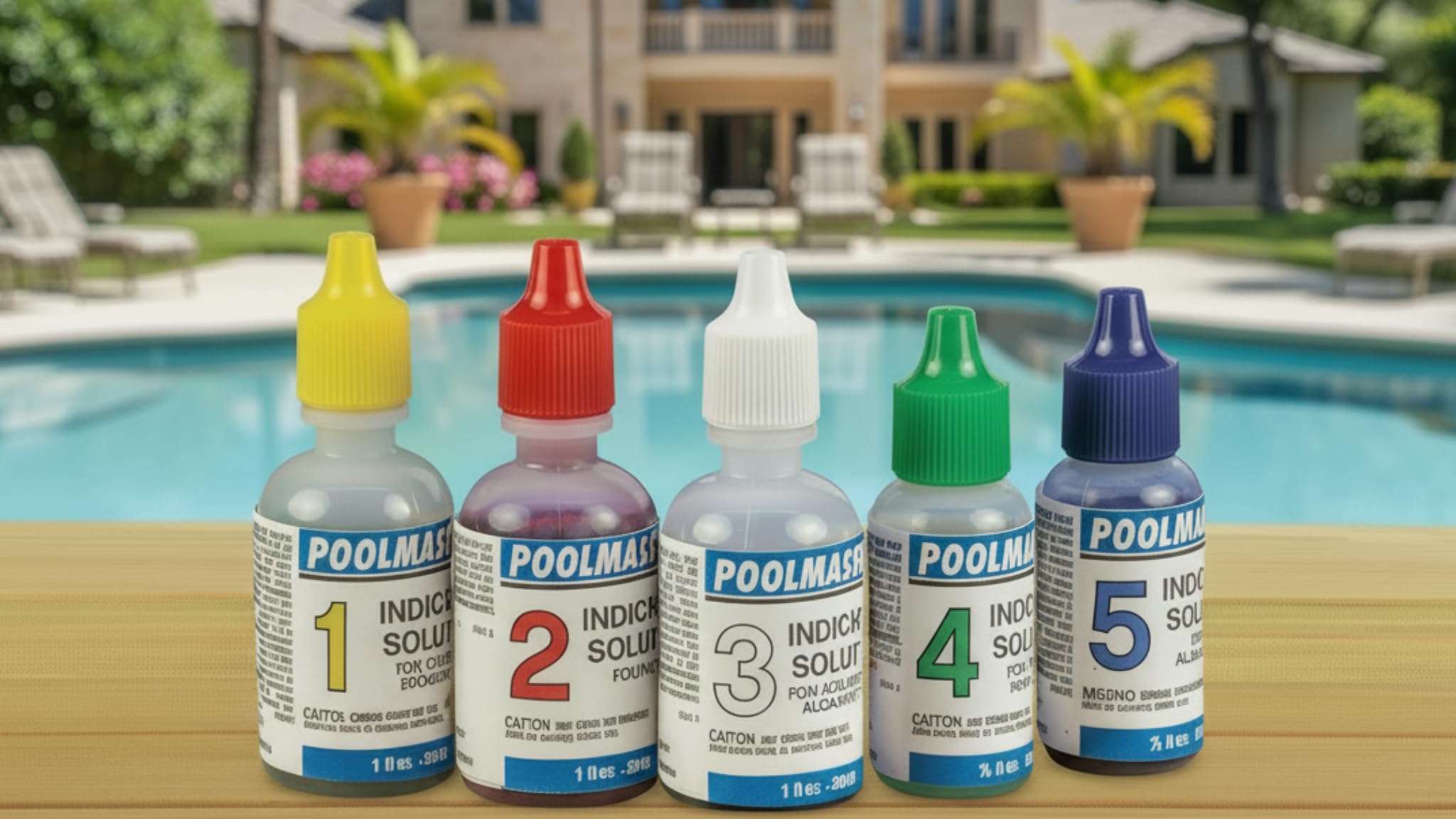Poolmaster replacement solution 4 bottle complements 5-way test kits with precise readings