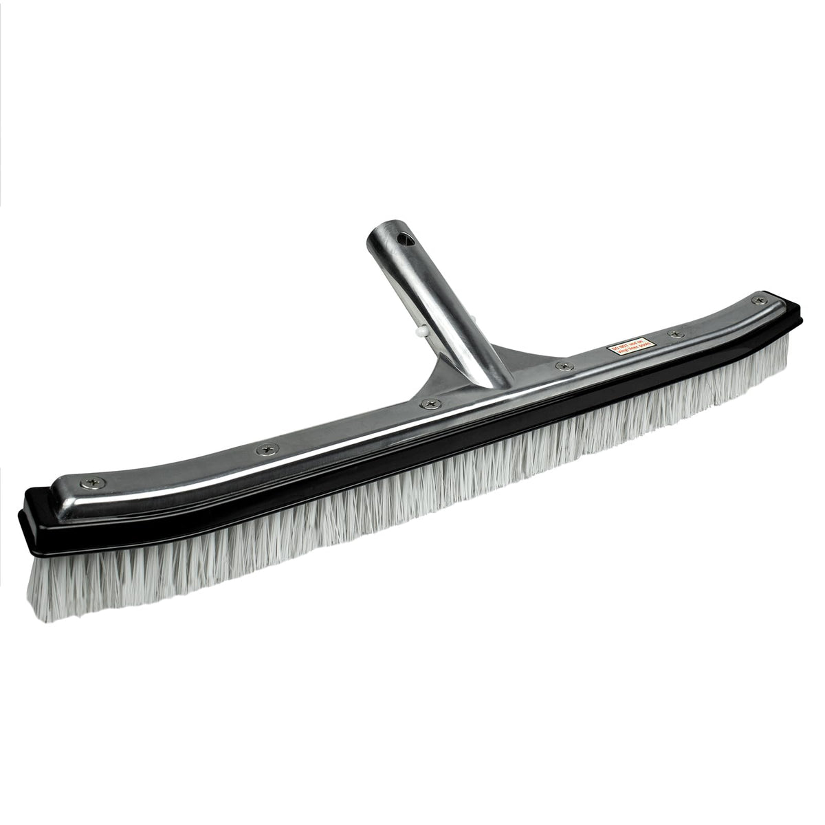 POOLMAVEN 18-inch gunite brush back shows durable aluminum core for long-lasting cleaning.