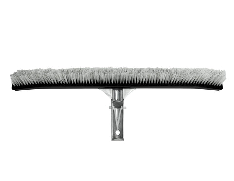 POOLMAVEN gunite wall brush demonstrates effective scrubbing on pool walls.