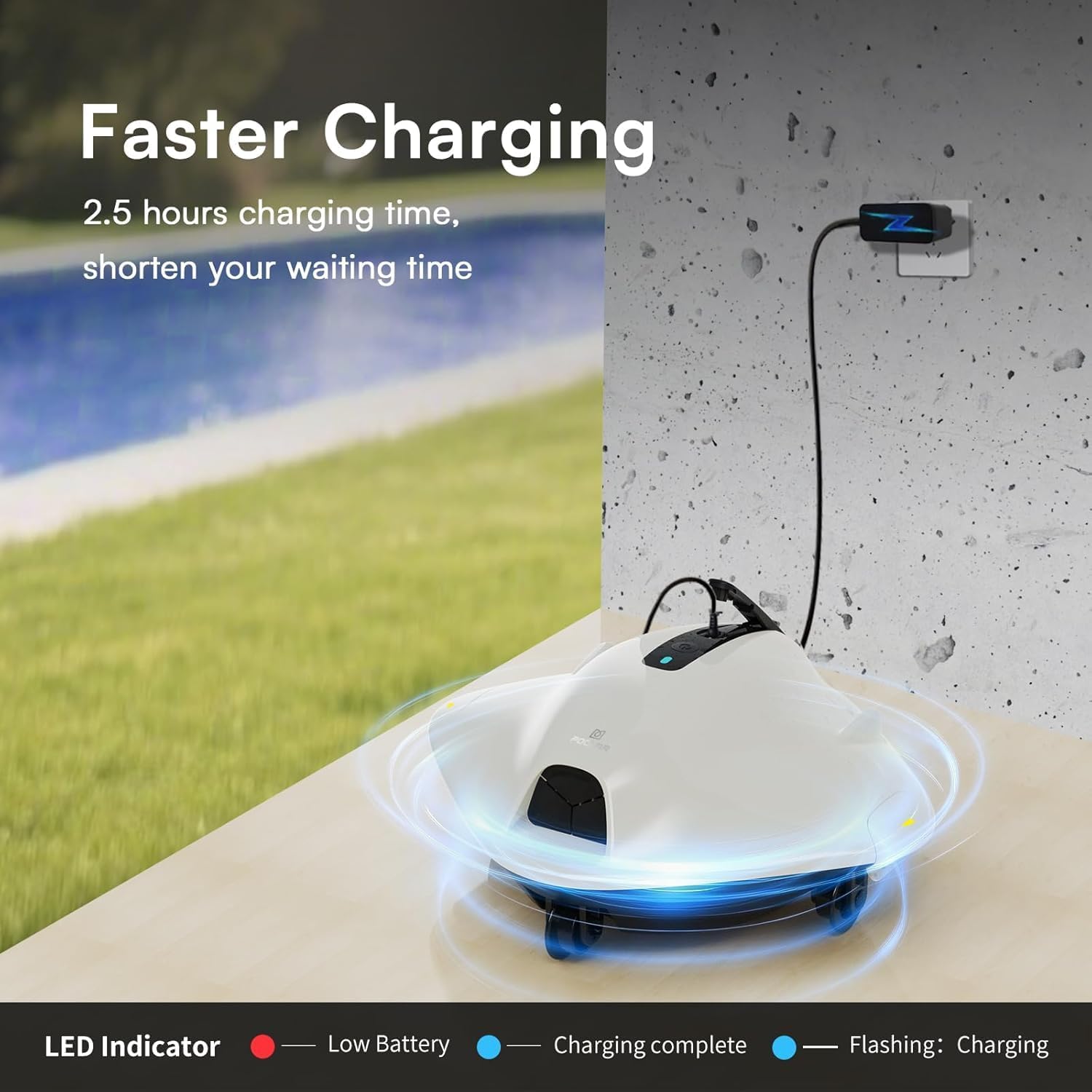 Overall compact design of PoolMr suitable for above-ground pools and simple maintenance.