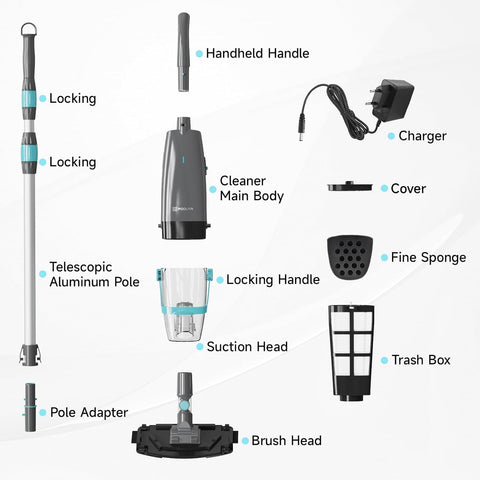 PoolMr lightweight 5.7 lb design enables easy transport during pool maintenance.