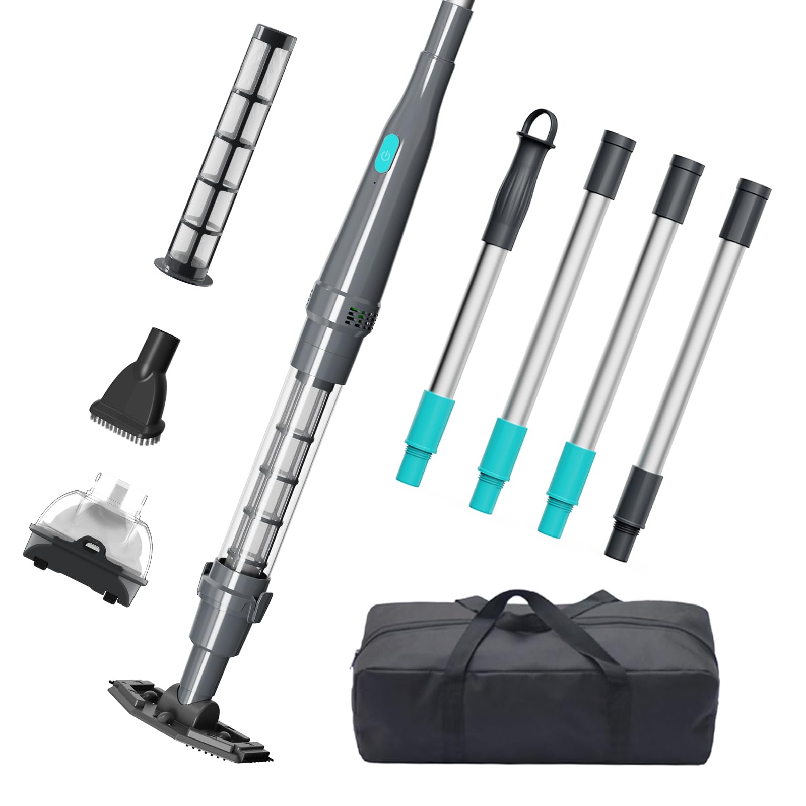 PoolMr handheld spa vacuum cordless design enables convenient spa cleaning anywhere.