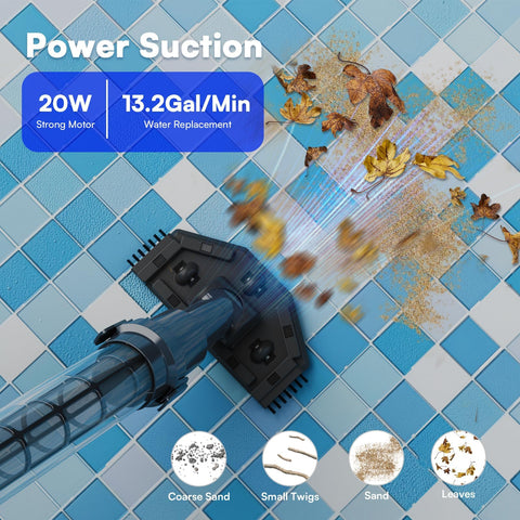 PoolMr handheld spa vacuum three brush heads tackle corners and stubborn dirt.