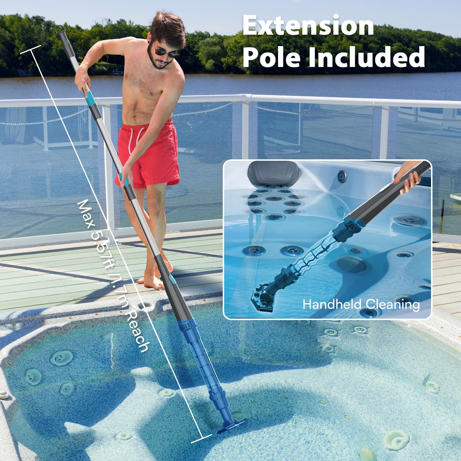 PoolMr handheld spa vacuum water safety feature protects the motor during operation.