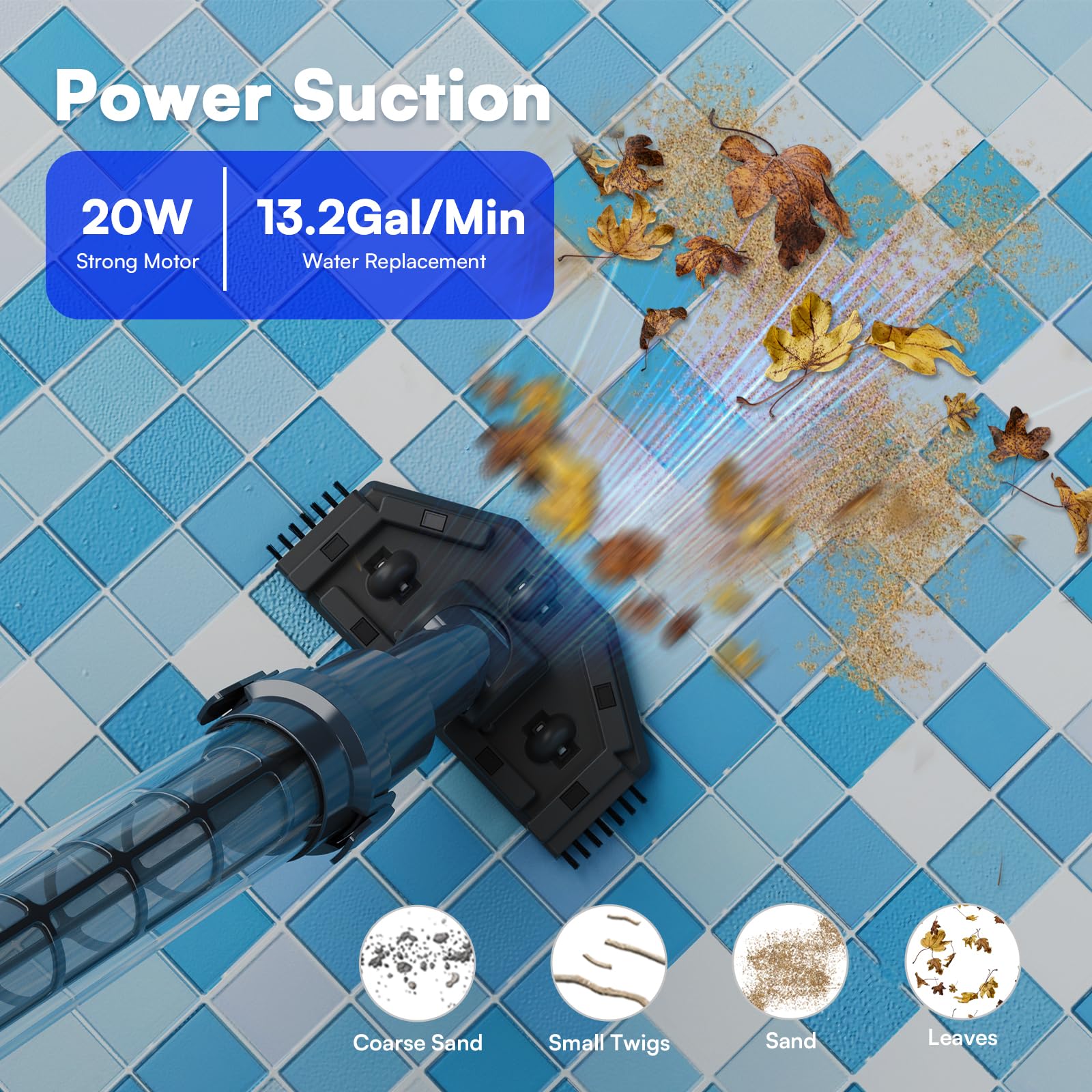 PoolMr Handheld Spa Vacuum with 120um debris bin captures fine debris