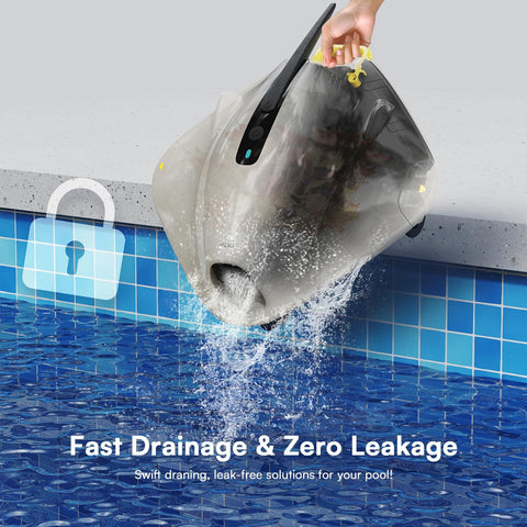 High-capacity battery inside PoolMr cleaner illustrating long runtime capabilities.