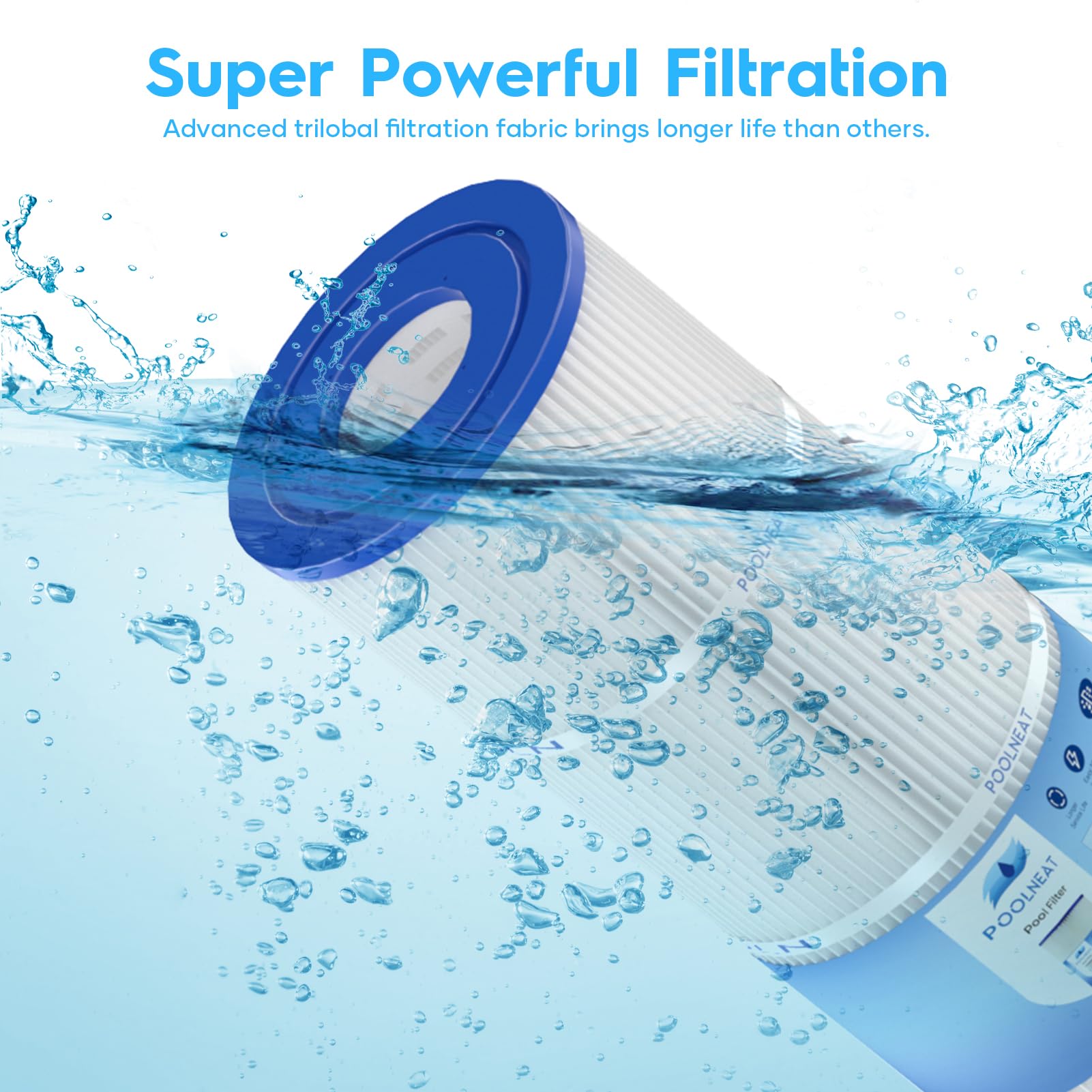 Poolneat CCP420 easy-clean pleats enable repeated use with simple rinsing