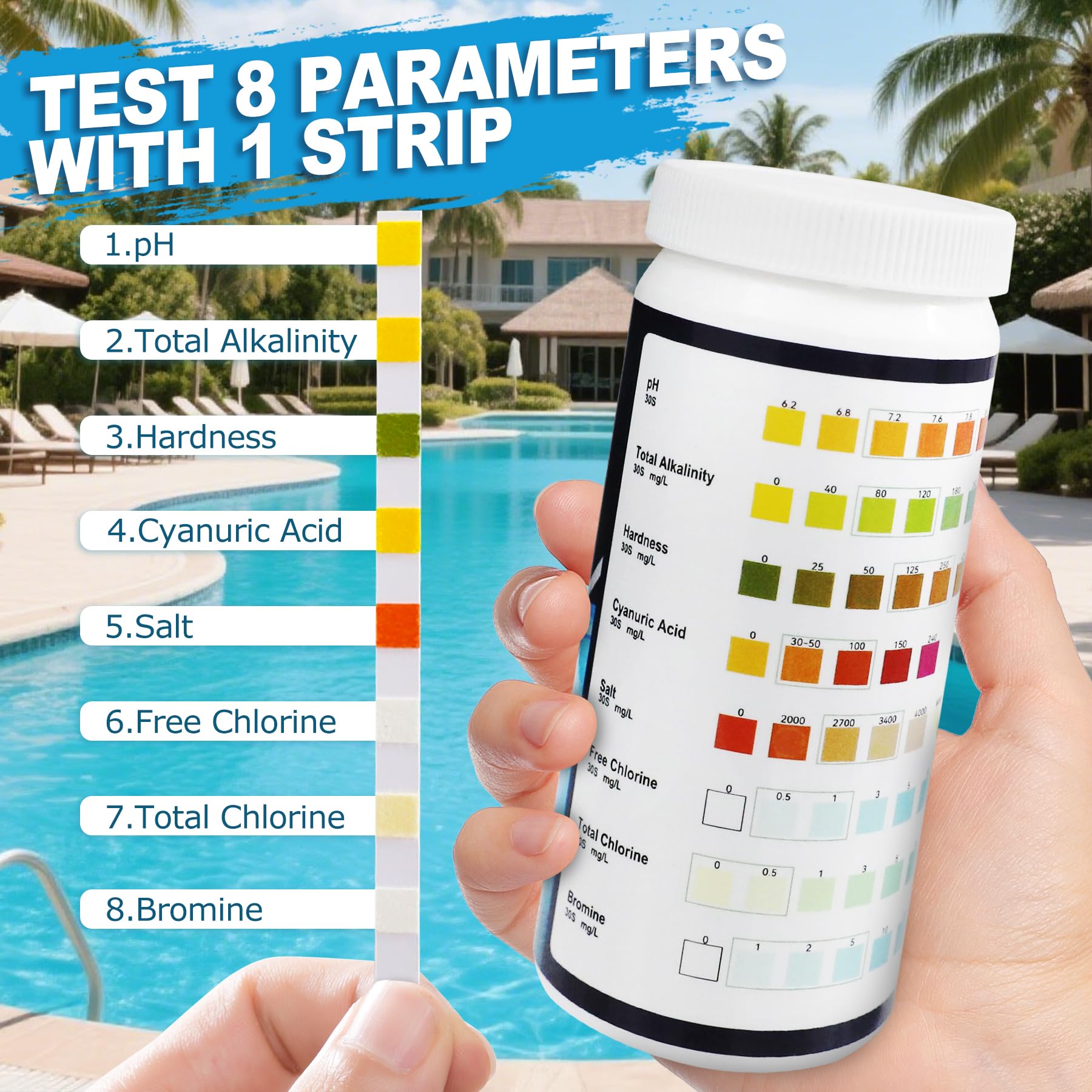 Pooloob 8-in-1 color chart close-up with easy color-match