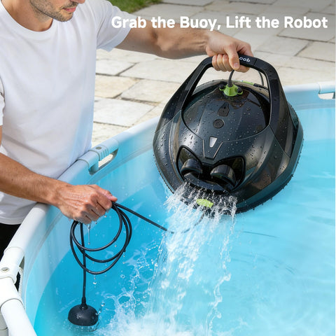 Pooloob PF1 complete robot kit includes buoy, tether, and tools.