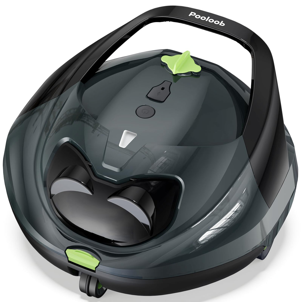 Pooloob PF1 on pool floor, cordless runtime up to 150 minutes for uninterrupted cleaning.