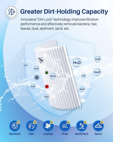 POOLPURE 50-micron filtration removes fine particles for sparkling water.