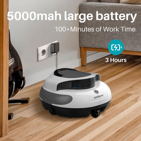 PoolPure 5000mAh battery provides longer runtime for uninterrupted cleaning