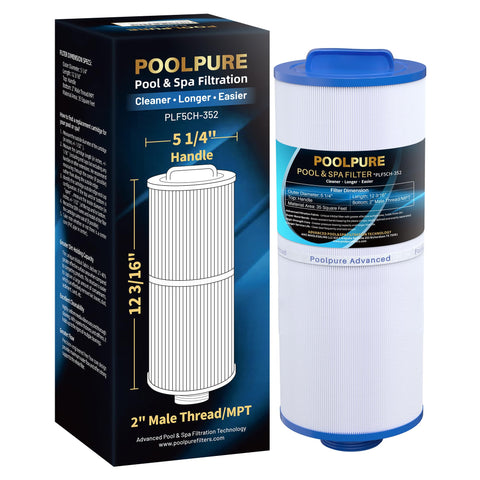 POOLPURE 5CH-352 spa filter front view shows filtration efficiency and fit