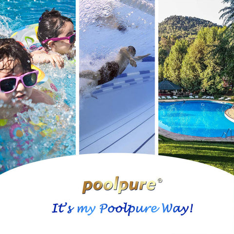 POOLPURE NSF/ANSI 50 certified label on filter packaging.