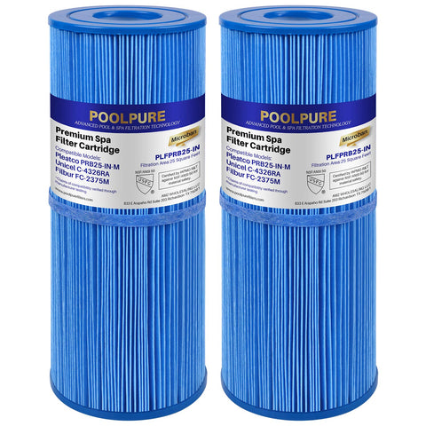 POOLPURE PRB25-IN-M spa filter close-up with antimicrobial fabric for durable filtration.
