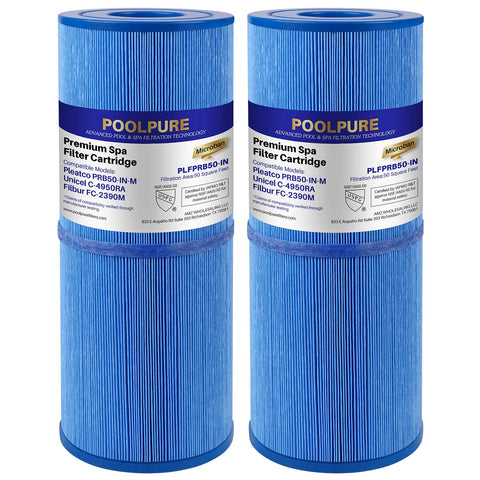 POOLPURE antimicrobial spa filter top view showing compact design for easy replacement and flow.