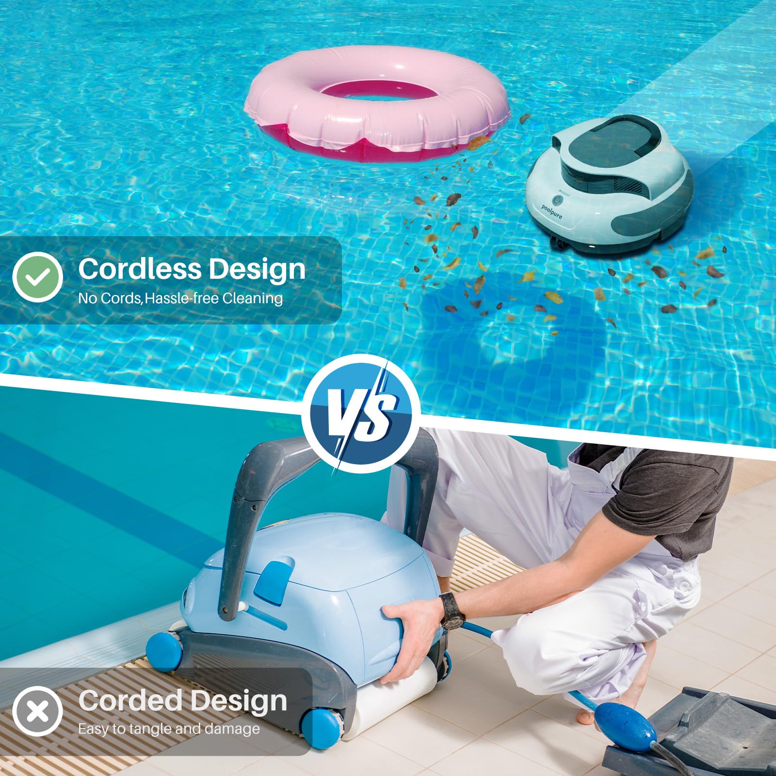 POOLPURE Aquaguard SE II large filter bag minimizes debris leakage.