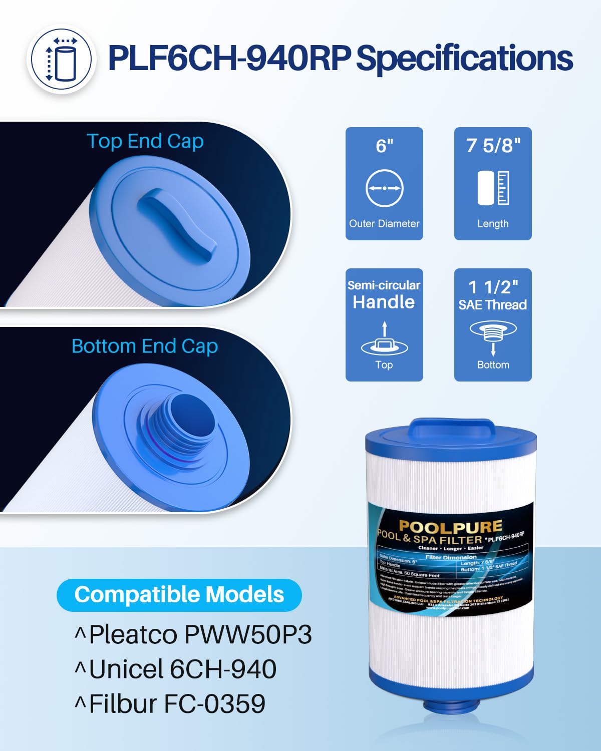PoolPure built-in chlorine dispenser spa filter enhances sanitation and dosing convenience.