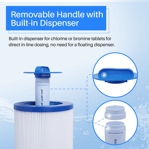 POOLPURE built-in dispenser spa filter showing integrated dosing feature