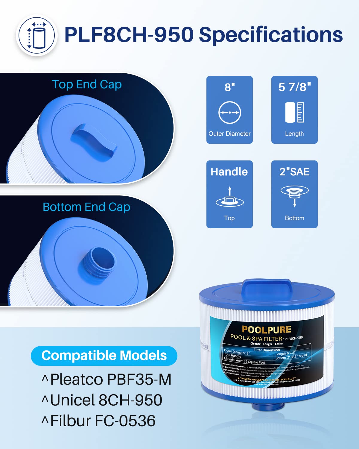 POOLPURE spa filter aligns with Bullfrog models ensuring easy maintenance.