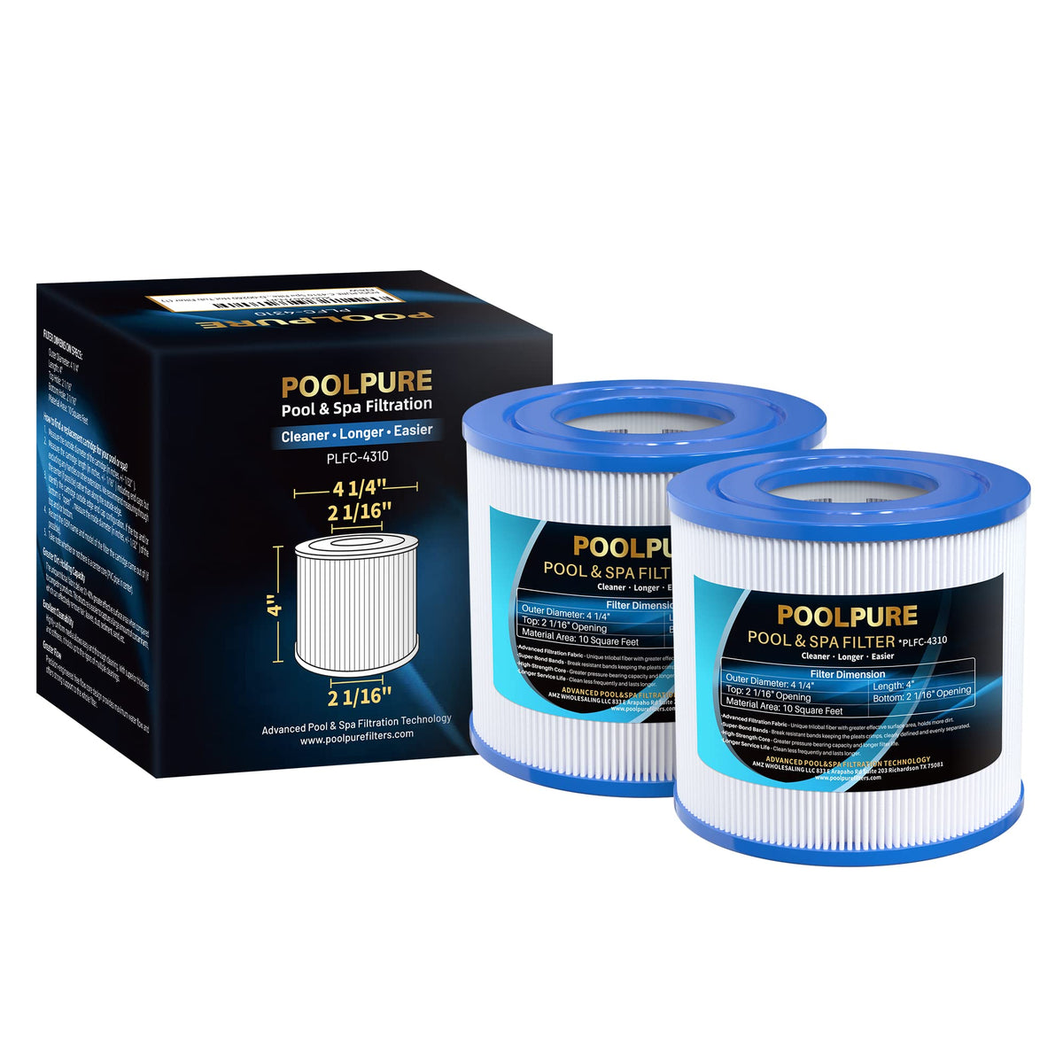 POOLPURE C-4310 spa filter front view, compact and easy to replace