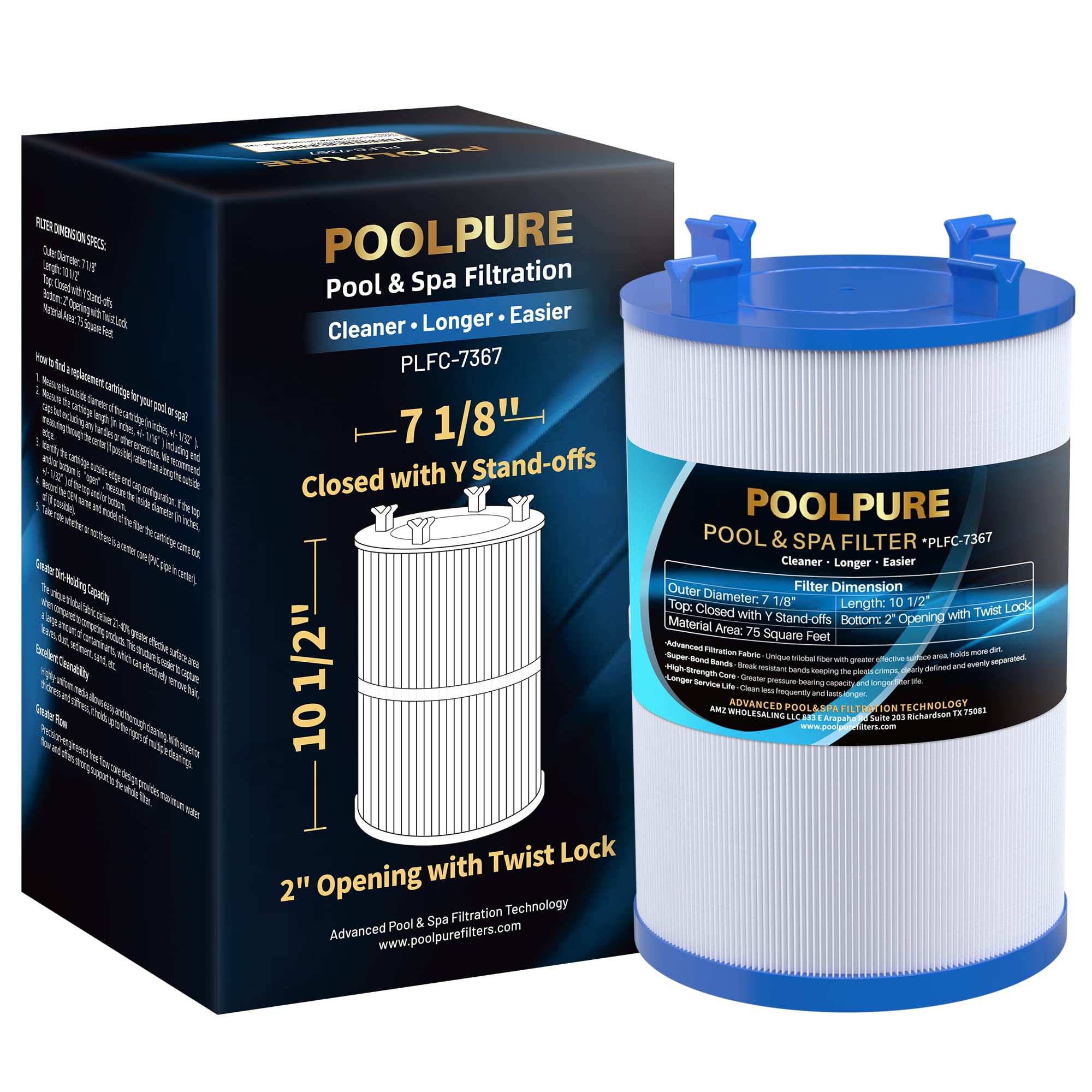 POOLPURE C-7367 spa filter demonstrates broad compatibility for simple replacement and reliable spa filtration.