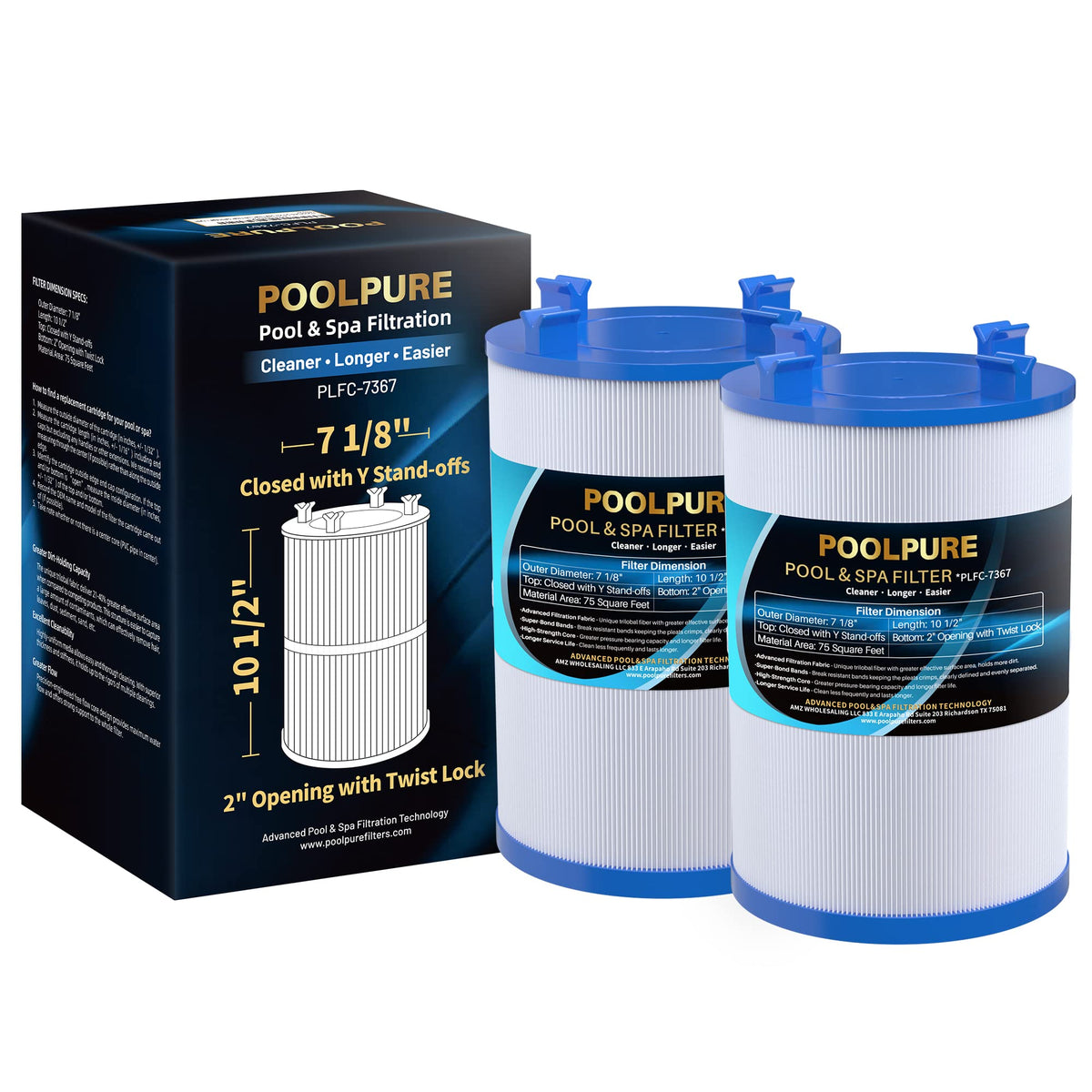 POOLPURE C-7367 spa filter cartridge in packaging for easy replacement.