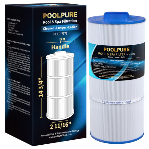 PoolPure C-7375 spa filter front view with easy grip handle for replacement