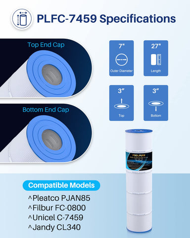 PoolPure C-7459 filter 7-inch outer diameter designed for easy fit.