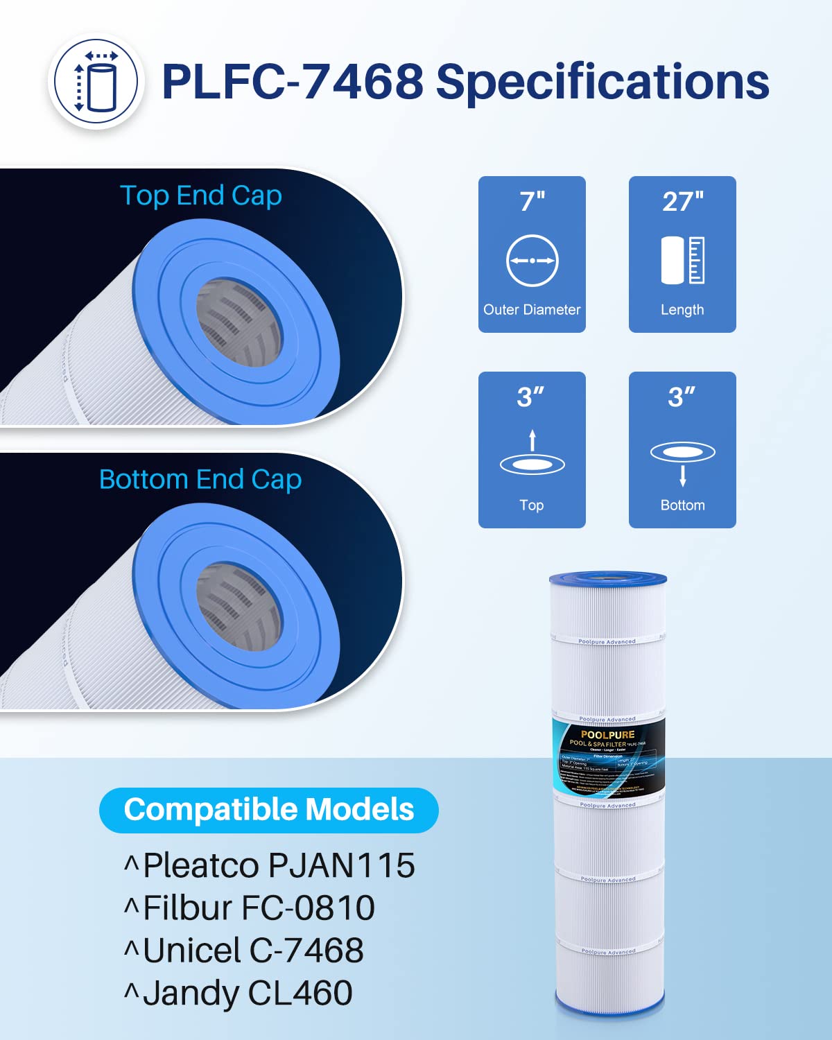 PoolPure C-7468 side view showing rugged construction for durability.