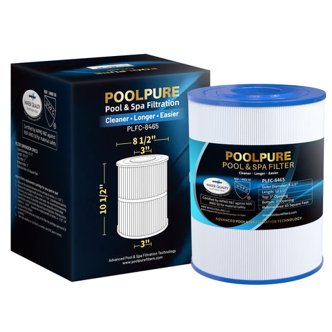 POOLPURE C-8465 spa filter closeup shows durable trilobal fabric for reliable spa filtration.