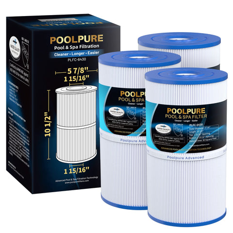 POOLPURE C-6430 spa filter pack demonstrates compatibility across many spa brands for clean water.
