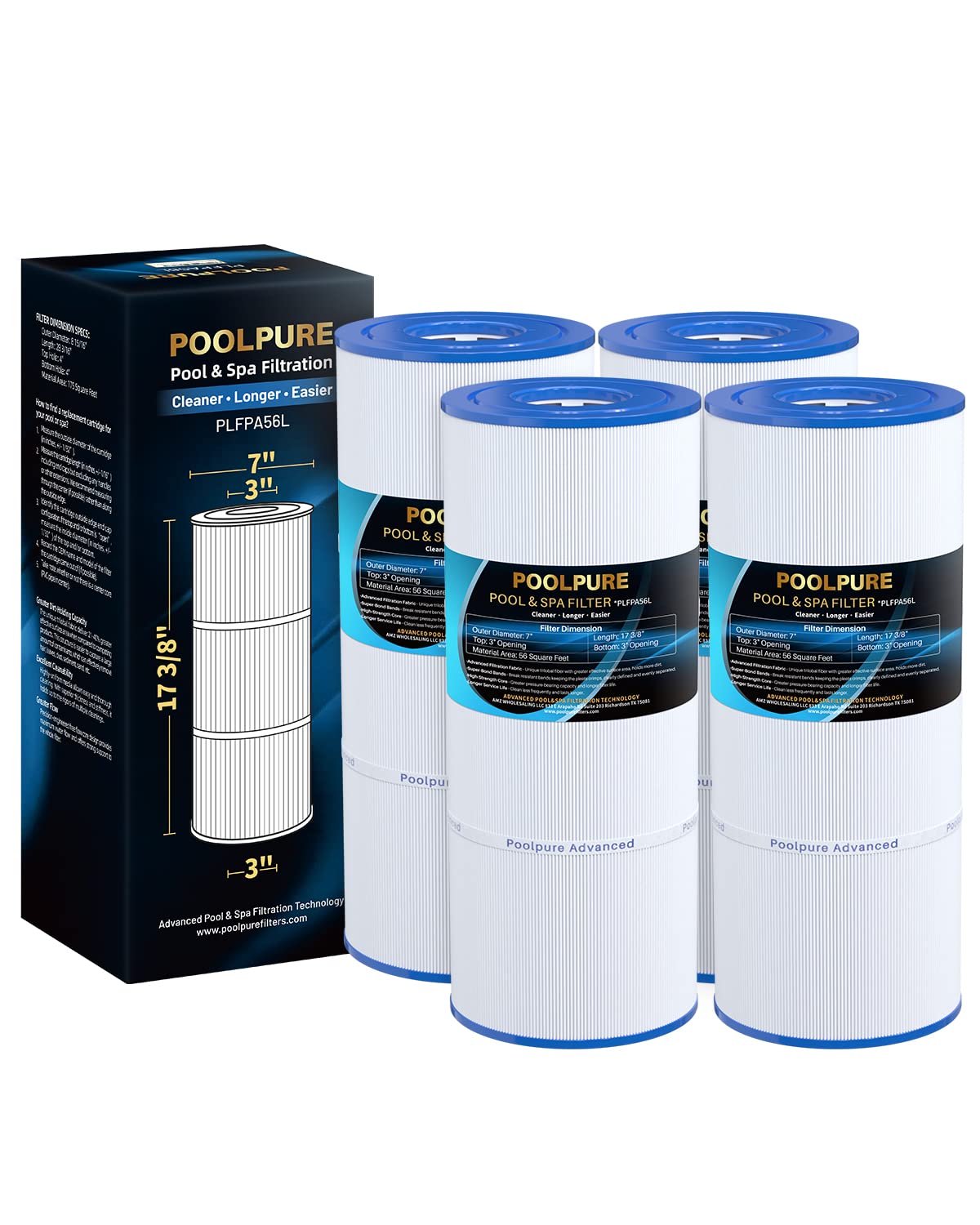 POOLPURE filter cartridge compatible with PA56L models for easy maintenance.